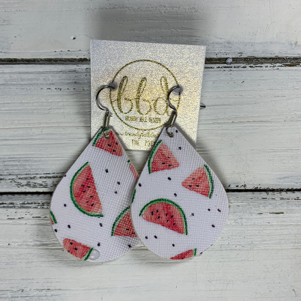 ZOEY (3 sizes available!) -  Leather Earrings  || WATERMELONS (FAUX LEATHER)