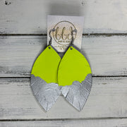 "DIPPED" MAISY (2 SIZES!) - Genuine Leather Earrings  || MATTE NEON YELLOW + CHOOSE YOUR "DIPPED" FINISH