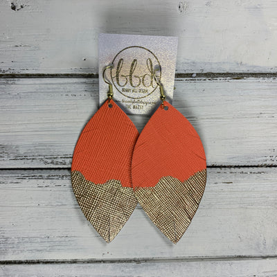 "DIPPED" MAISY (2 SIZES!) - Genuine Leather Earrings  || NEON ORANGE SAFFIANO + CHOOSE YOUR "DIPPED" FINISH