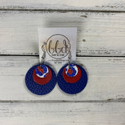 GRAY - Leather Earrings  ||    <BR>  AMERICANA LEOPARD PRINT, <BR> MATTE RED, <BR> MATTE COBALT BLUE