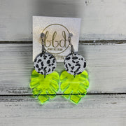 LIMITED EDITION PALM COLLECTION -  Leather Earrings  ||  <BR>  ABLACK & WHITE CHEETAH, <BR> NEON YELLOW PALM LEAF
