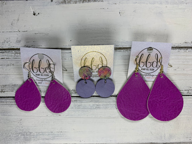 GLITTER POST *Limited Edition* COLLECTION ||  Leather Earrings || GLITTER STUD WITH SHIMMER ROSE GOLD CIRCLE