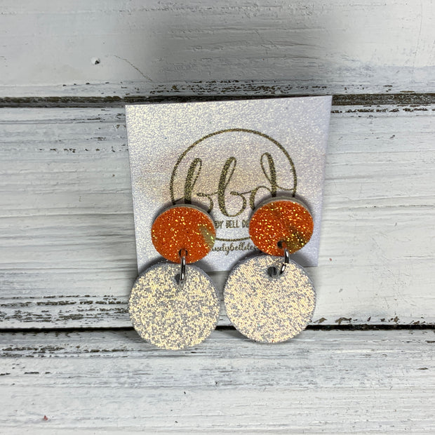 GLITTER POST *Limited Edition* COLLECTION ||  Leather Earrings || GLITTER STUD WITH SHIMMER ROSE GOLD CIRCLE