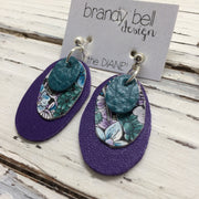 DIANE - Leather Earrings  || DARK TEAL, PURPLE/GREEN FLORAL, MATTE PURPLE