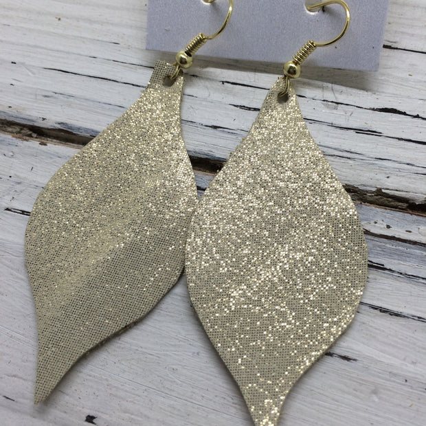 MAE - Leather Earrings  || SHIMMER GOLD