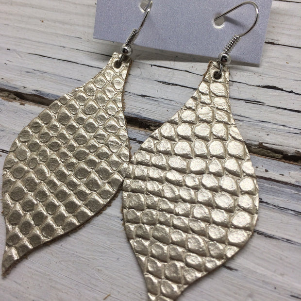 MAE - Leather Earrings  || METALLIC CHAMPAGNE COBRA