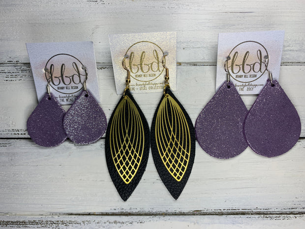 SUEDE + STEEL *Limited Edition* || Leather Earrings || BRASS ART DECO ACCENT || <BR> DISTRESSED TEAL
