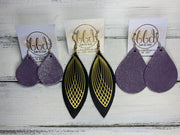 SUEDE + STEEL *Limited Edition* || Leather Earrings || BRASS ART DECO ACCENT || <BR>CHAMPAGNE NORTHERN LIGHTS