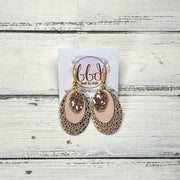 DIANE -  Leather Earrings  ||  <BR> ROSE GOLD GLITTER (FAUX LEATHER, <BR> MATTE BLUSH PINK, <BR> METALLIC ROSE GOLD DRIPS