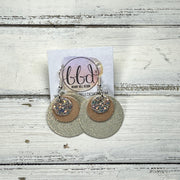 GRAY -  Leather Earrings  ||   <BR> GLAMOUR GLITTER (FAUX LEATHER), <BR> PEARLIZED PINK, <BR> SHIMMER ROSE GOLD