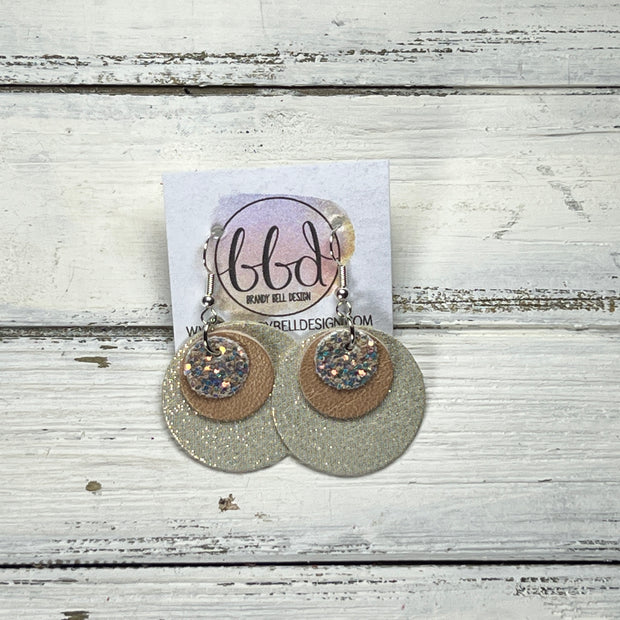 GRAY -  Leather Earrings  ||   <BR> GLAMOUR GLITTER (FAUX LEATHER), <BR> PEARLIZED PINK, <BR> SHIMMER ROSE GOLD
