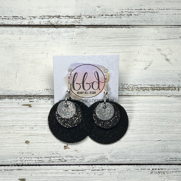 GRAY -  Leather Earrings  ||  <BR> SHIMMER GRAY, <BR> SHIMMER PEWTER, <BR> SHIMMER BLACK