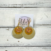 GRAY -  Leather Earrings  ||   <BR> PUMPKIN SPICE GLITTER (FAUX LEATHER), <BR> MUSTARD BRAID, <BR> METALLIC GOLD SMOOTH