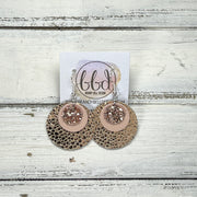 GRAY -  Leather Earrings  ||   <BR> ROSE GOLD GLITTER (FAUX LEATHER, <BR> MATTE BLUSH PINK, <BR> METALLIC ROSE GOLD DRIPS