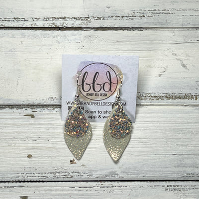 JEAN -  Leather Earrings  ||   <BR> GLAMOUR GLITTER (FAUX LEATHER), <BR> SHIMMER ROSE GOLD