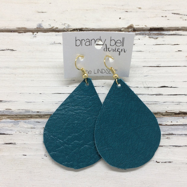 ZOEY (3 sizes available!) - Leather Earrings  || DARK TEAL