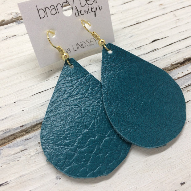 ZOEY (3 sizes available!) - Leather Earrings  || DARK TEAL