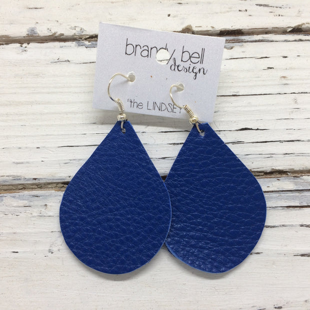 ZOEY (3 sizes available!) - Leather Earrings  || MATTE COLBALT BLUE