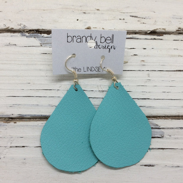 ZOEY (3 sizes available!) - Leather Earrings  ||  MATTE ROBINS EGG BLUE