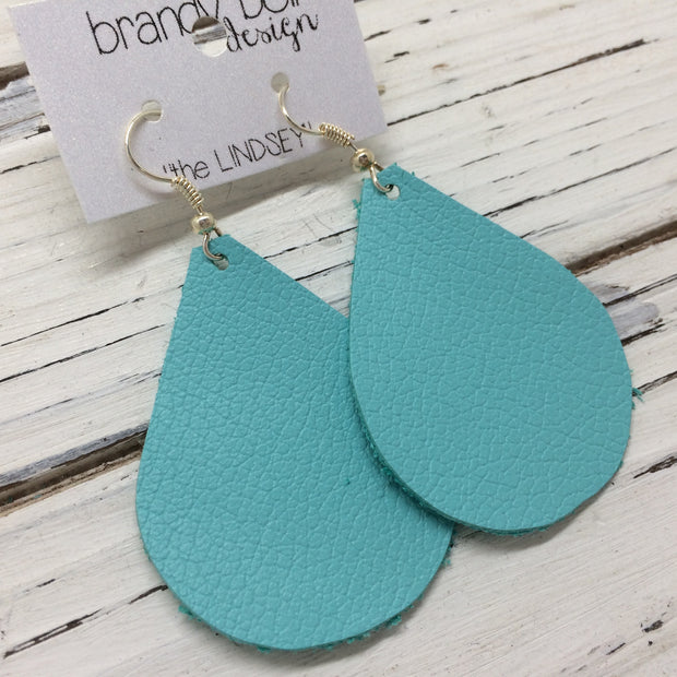 ZOEY (3 sizes available!) - Leather Earrings  ||  MATTE ROBINS EGG BLUE