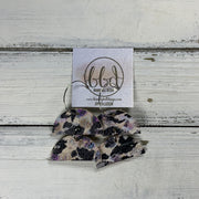 JOY - Leather Earrings  ||   PURPLE & TAN CHEETAH (CORK ON LEATHER)