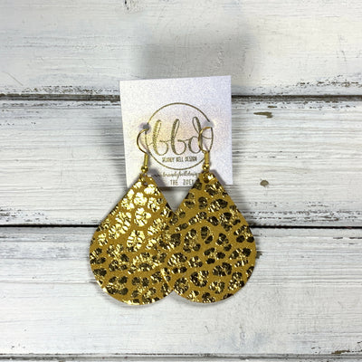 ZOEY (3 sizes available!) -  Leather Earrings  ||   MUSTARD & GOLD ANIMAL PRINT