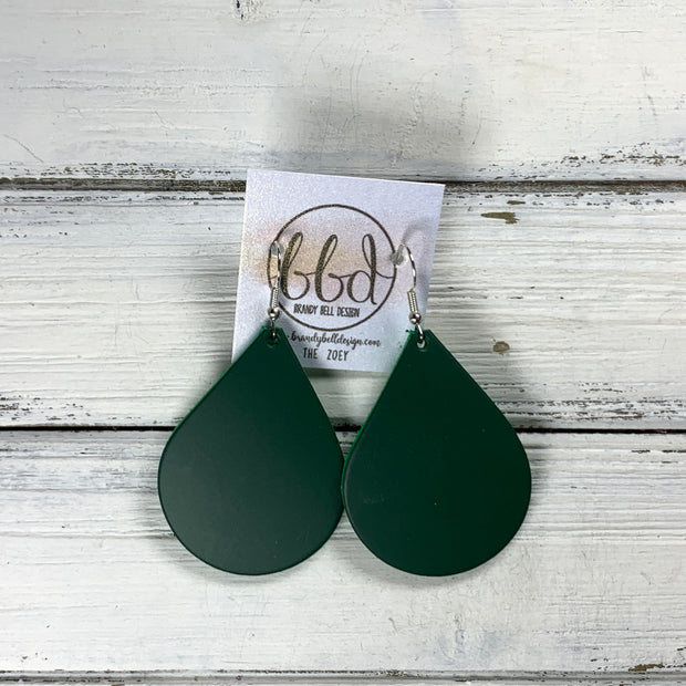 ZOEY (3 sizes available!) -  Leather Earrings  ||   MATTE HUNTER GREEN SMOOTH (THICK)
