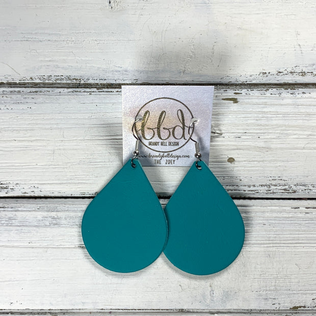 ZOEY (3 sizes available!) -  Leather Earrings  ||   MATTE TURQUOISE SMOOTH (THICK)
