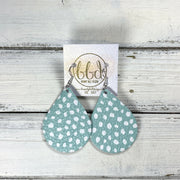 ZOEY (3 sizes available!) -  Leather Earrings  ||  DUSTY AQUA DOTS