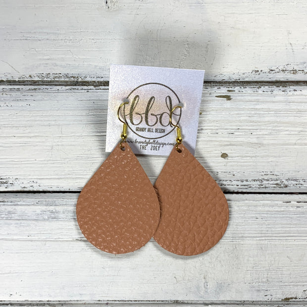 ZOEY (3 sizes available!) -  Leather Earrings  ||  PEACHY SALMON