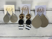 DAISY -  Leather Earrings  ||  <BR> METALLIC ROSE GOLD SMOOTH, <BR> MATTE BLACK, <BR> BLACK & WHITE CHEETAH PRINT