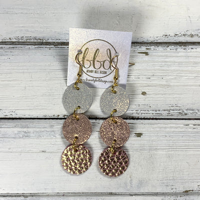 DAISY -  Leather Earrings  ||   SHIMMER ROSE GOLD, <BR> SHIMMER VINTAGE PINK, <BR> PINK WITH GOLD ACCENTS
