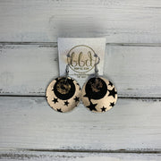 GRAY - Leather Earrings  ||    <BR> ROSE GOLD & BLACK NORTHERN LIGHTS, <BR> SHIMMER BLACK,  <BR> ROSE GOLD WITH BLACK STARS (FAUX LEATHER)