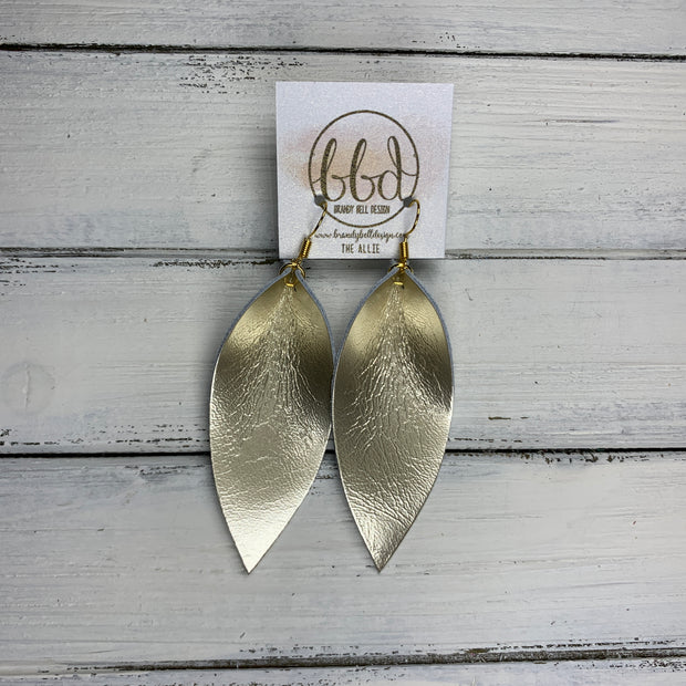 ALLIE -  Leather Earrings  ||  <BR> METALLIC CHAMPAGNE SMOOTH (SINGLE LAYER)