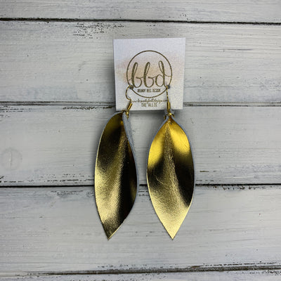 ALLIE -  Leather Earrings  ||  <BR> METALLIC GOLD SMOOTH (SINGLE LAYER)
