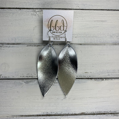 ALLIE -  Leather Earrings  ||  <BR> METALLIC SILVER SMOOTH (SINGLE LAYER)