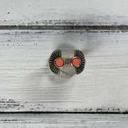 SUEDE + STEEL *Limited Edition* COLLECTION ||  <br> Adjustable Raw Brass Ring || SILVER  WITH NEON ORANGE SAFFIANO