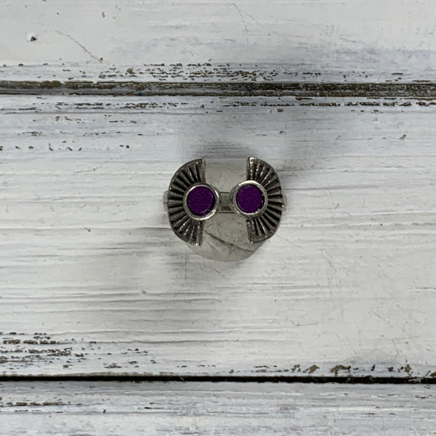 SUEDE + STEEL *Limited Edition* COLLECTION ||  <br> Adjustable Raw Brass Ring || SILVER  WITH PLUM