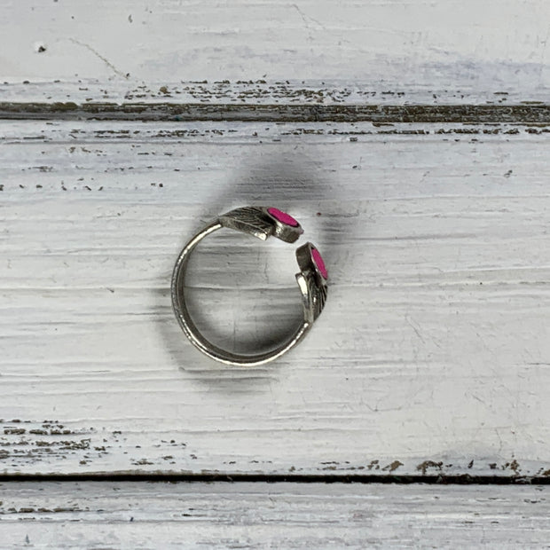 SUEDE + STEEL *Limited Edition* COLLECTION ||  <br> Adjustable Raw Brass Ring || SILVER  WITH PLUM