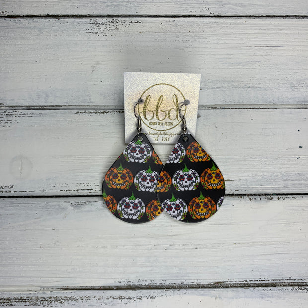 ZOEY (3 sizes available!) -  Leather Earrings  ||   WHIMSICAL PUMPKINS (FAUX LEATHER)