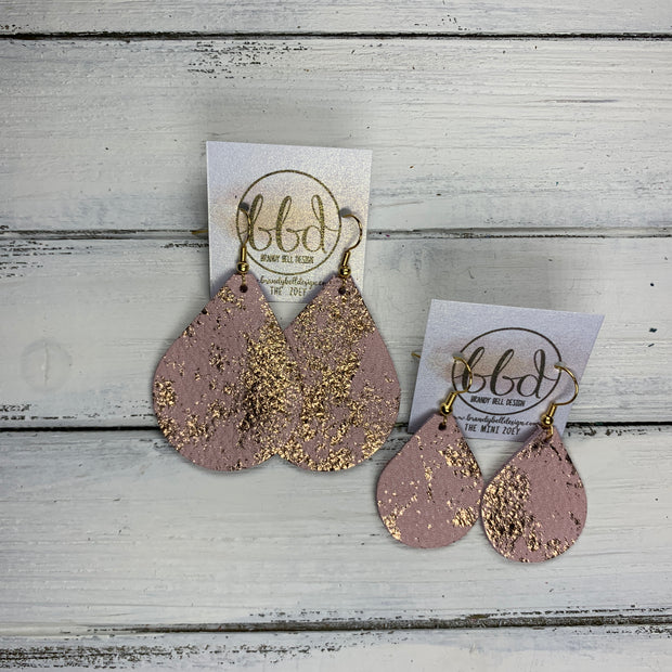 ZOEY (3 sizes available!) -  Leather Earrings  ||   PINK & ROSE GOLD NORTHERN LIGHTS