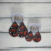 ZOEY (3 sizes available!) -  Leather Earrings  ||   JACK O' LANTERNS ON BLACK