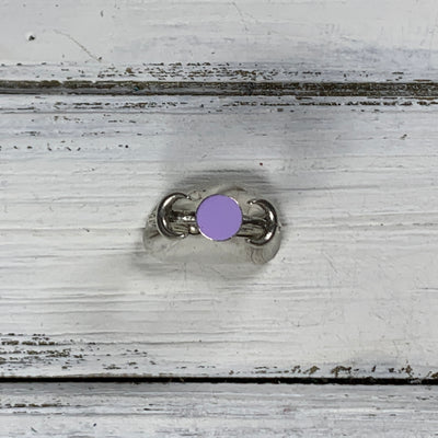 SUEDE + STEEL *Limited Edition* COLLECTION ||  <br> Adjustable Raw Brass Ring || SILVER MOONS  WITH MATTE LILAC