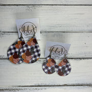 ZOEY (3 sizes available!) -  Leather Earrings  ||   GINGHAM FLORAL (FAUX LEATHER)
