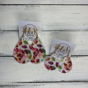 ZOEY (3 sizes available!) -  Leather Earrings  ||   GLITTER LEAVES (FAUX LEATHER)
