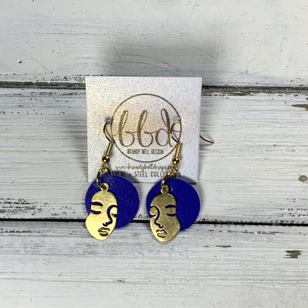 SUEDE + STEEL *Limited Edition* COLLECTION ||  <br> MINI FEMALE FACE || GOLD WITH ELECTRIC COBALT BLUE