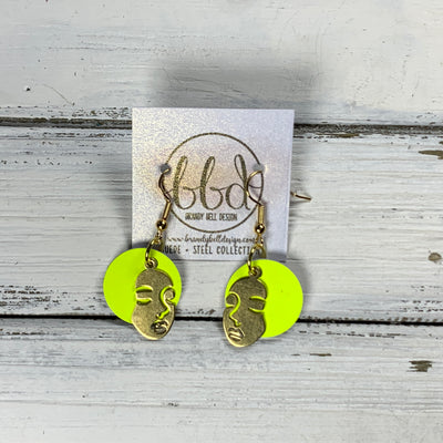 SUEDE + STEEL *Limited Edition* COLLECTION ||  <br> MINI FEMALE FACE || GOLD WITH NEON YELLOW
