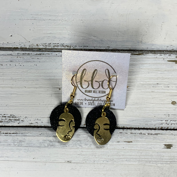 SUEDE + STEEL *Limited Edition* COLLECTION ||  <br> MINI FEMALE FACE || GOLD WITH SHIMMER BLACK