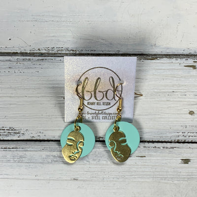 SUEDE + STEEL *Limited Edition* COLLECTION ||  <br> MINI FEMALE FACE || GOLD WITH MATTE AQUA MINT SMOOTH