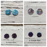 Poppy- 3 PACK (Choose your colors) - Glitter Stud Earrings SHOWN: Z: ROSE GOLD, Y: NEW YEAR, A: WHITE